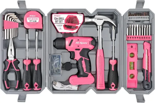 Vista 11 de Hi-Spec Juego de 58 piezas de taladro inalámbrico rojo de 8V USB de energía eléctrica y kit de herramientas de bricolaje para el hogar. Accesorios