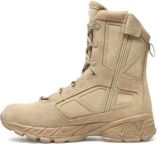 Vista 9 de RIELD Botas de trabajo tácticas militares para hombre, ligeras, con cremallera lateral, botas de combate del ejército, para senderismo