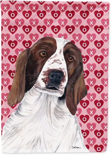 Vista 151 de Caroline's Treasures SS4484GF Bandera de jardín con diseño de bulldog inglés y corazones para el Día de San Valentín, bandera decorativa para patio