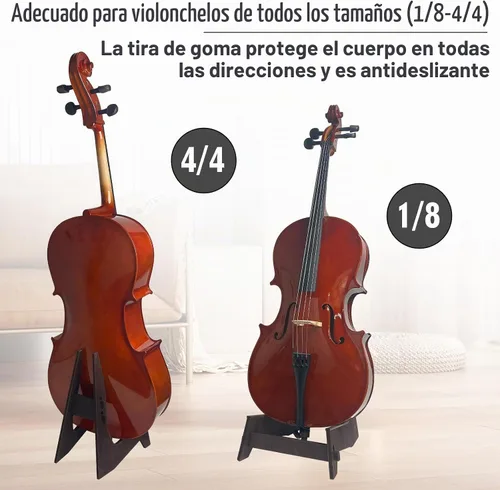 Vista 4 de Soporte de madera para violonchelo con soporte para arco