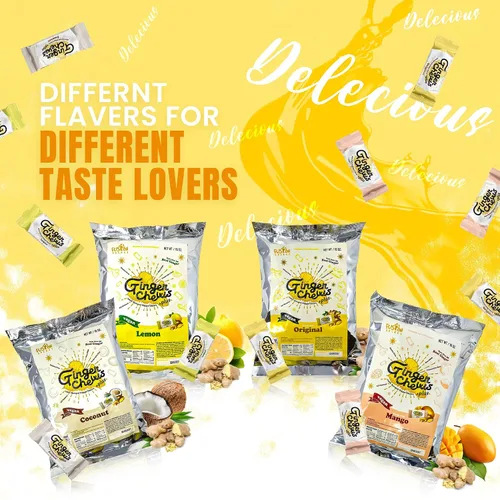 Vista 4 de Fusion Select Ginger Chews - Delicias dulces y confitadas suaves de Indonesia - Promueven el alivio de las náuseas matutinas, malestar estomacal