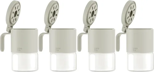 Vista 12 de Zuutii Tarros de vidrio para especias a prueba de humedad con cucharas, juego de 2 botellas de especias de 10 onzas / 10.1 fl oz, mini tarros