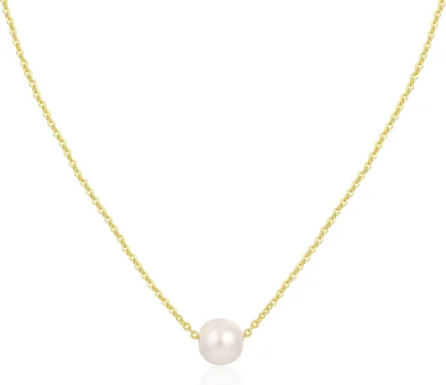 Vista 9 de TOBENY Collares de perlas para mujer, chapado en oro de 14 quilates, hecho a mano, gargantilla de perlas de imitación blanca, delicado collar