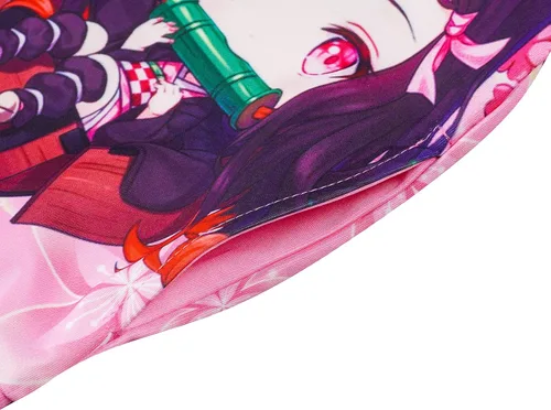 Vista 4 de WFelcia Conjunto de camisa de manga larga para niñas, disfraz de Demon Kamado Nezuko, ropa de anime