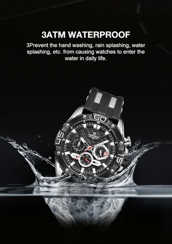 Vista 9 de Naviforce hombres militares deportes relojes moda silicona correa reloj lujo impermeable luminoso cronógrafo cuarzo reloj hombre