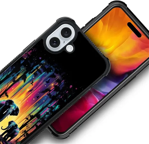 Vista 213 de Funda compatible con iPhone 15, diseño de elefantes africanos, diseño increíble a prueba de golpes, antiarañazos, carcasa trasera de policarbonato
