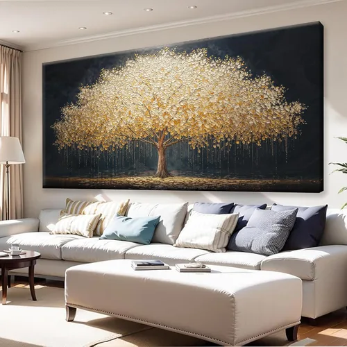 Vista 21 de Tsomzxng Arte Moderno de Lienzo para Decoración de Pared Impresiones de Pinturas Paisaje Dorado del Árbol de la Vida Impresiones de Pintura
