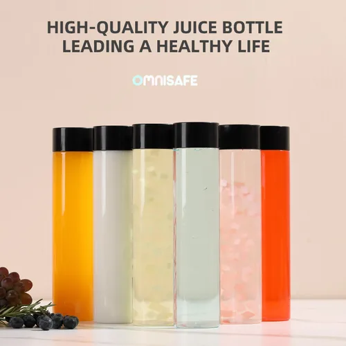 Vista 8 de 21 botellas redondas de plástico para jugo de 16 onzas con tapas, botellas transparentes vacías reutilizables con tapa a prueba de fugas