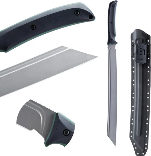 Vista 8 de Espada de machete táctica hecha a mano – Cuchillo de supervivencia y combate de acero 5160 de espiga completa con mango G10, Katana resistente