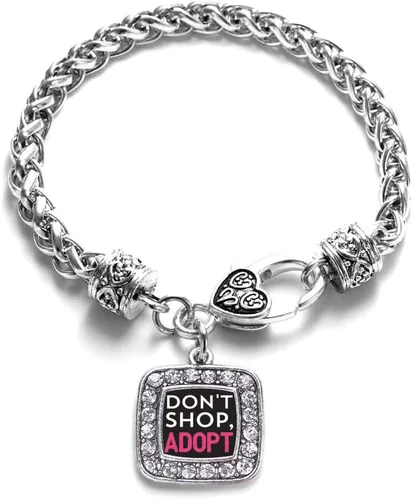 Vista 106 de Pulsera de dijes cuadrados de plata con joyería de circonita cúbica