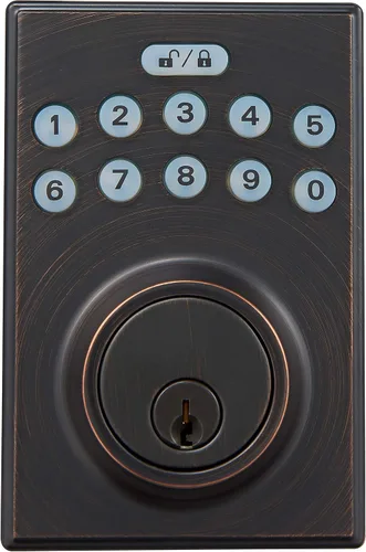 Vista 10 de Amazon Basics Cerradura de Puerta con Pestillo de Seguridad y Teclado Electrónico con Control Táctil sin Llave, Instalación Fácil, Bloqueo