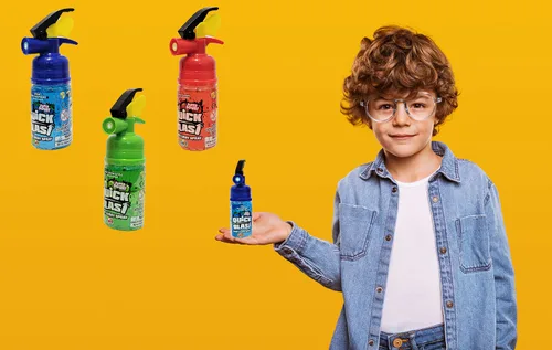 Vista 5 de El spray de caramelo viene en tres sabores diferentes Cherry Splash Blue Raspberry Blast Sour Apple Blast, certificado Kosher, 2.01 onzas por