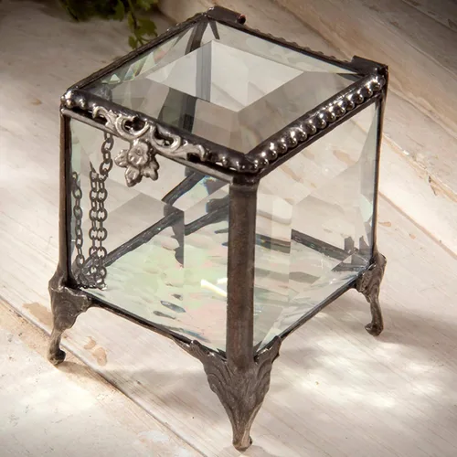 Vista 2 de J Devlin - Joyero decorativo de cristal biselado, caja 153
