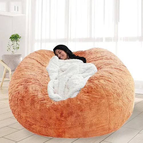 Vista 47 de Puf para adultos y niños sin relleno, sofá perezoso suave y redondo, funda de sofá de puf clásico, saco de amor para dormitorio, silla de lectura