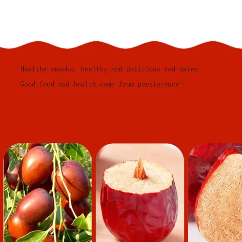 Vista 4 de Dátiles de azufaifo seco 17.6oz/500g, delicioso dátiles rojos,Bocadillos saludables de frutas secas
