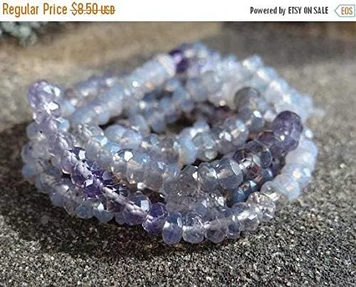 Vista 2 de LKBEADS Rare Lilac Ombre escapolita Rondelles facetados 0.138 in Se vende en juegos de 12 Código-HIGH-32199