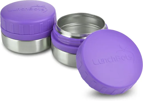 Vista 10 de LunchBots recipientes redondos a prueba de derrames, de 4 oz. Frasco inoxidable contenedor de refrigerios., juego de 2, Verde
