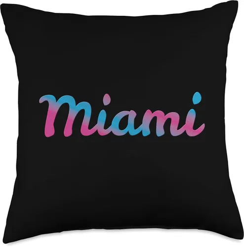 Vista 4 de Miami - Vaperwave Synthwave 80s 90s Style Retro Design - Almohada de 16 x 16 pulgadas, multicolor