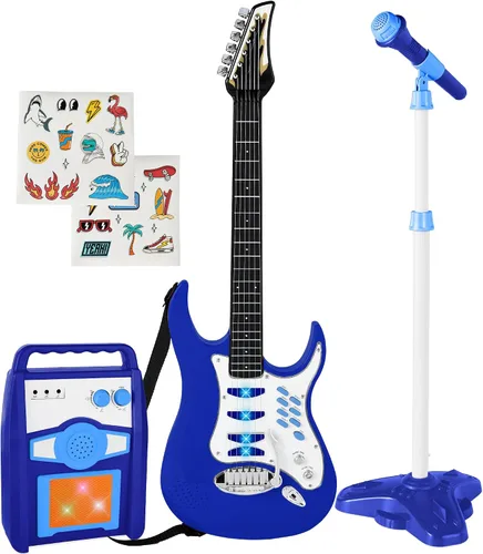 Vista 12 de Best Choice Products Juego de guitarra musical eléctrica para niños, kit de inicio de guitarra de juguete con 6 canciones de demostración, barra