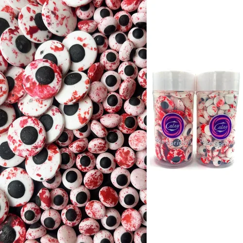 Vista 11 de Halloween Weraru Globos de ojos grandes de caramelo, bolas de ojos, dulces para pasteles, adornos de galletas, postres, decoraciones