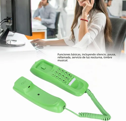 Vista 2 de PUSOKEI Teléfono con cable, teléfonos para personas mayores, teléfono de pared de hotel, teléfono de escritorio con cable con función