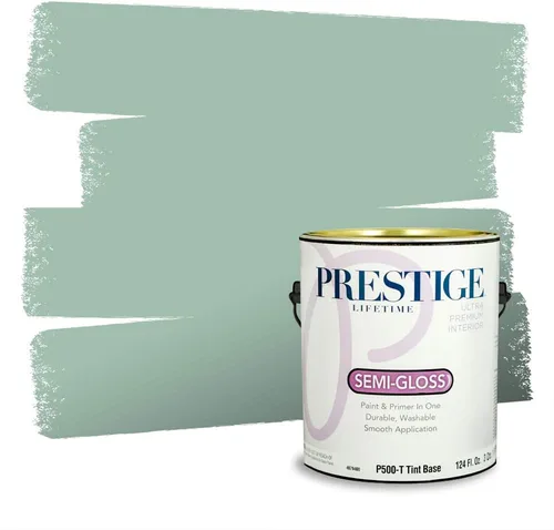 Vista 153 de Prestige Paints - Pintura exterior e imprimación en uno, 1 galón, plano, compatibilidad comparable con el color menta «Whipped Mint» de Behr