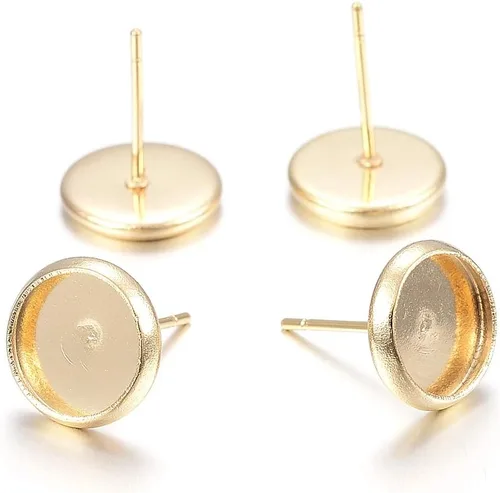Vista 12 de Craftdady Juego de 60 aretes de acero inoxidable de 0.197 in, dorados, plateados, dorados, plateados, aretes en blanco, kit de fabricación