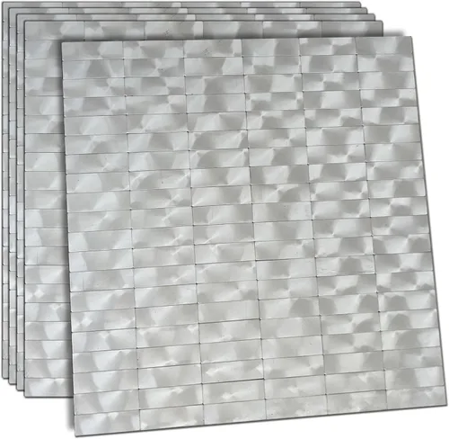 Vista 23 de XUANINY Azulejos de Mosaico de Aluminio Autoadhesivos para Despegar y Pegar, Pegatinas de Azulejos de Pared para Salpicadero de Cocina