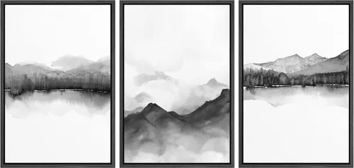Vista 61 de SIGNWIN Lienzo enmarcado para pared, juego de arte abstracto de serenidad costera, ilustraciones abstractas junto al mar, arte moderno, decorativo