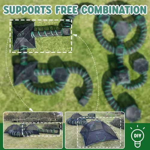 Vista 6 de Pawtenda Carpas portátiles 3 en 1 para gatos al aire libre, tiendas de campaña para gatos Catio Green para exteriores, tiendas de campaña para gatos