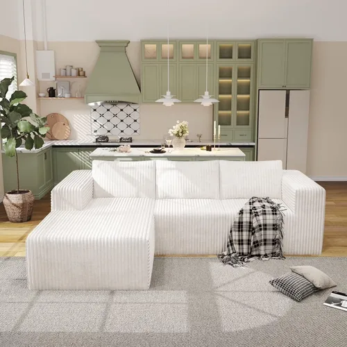 Vista 32 de Sofás modulares de pana otomana de 28.74 pulgadas para sala de estar, taburetes de sofá sin hueso, no requiere montaje, sofá profundo en una caja
