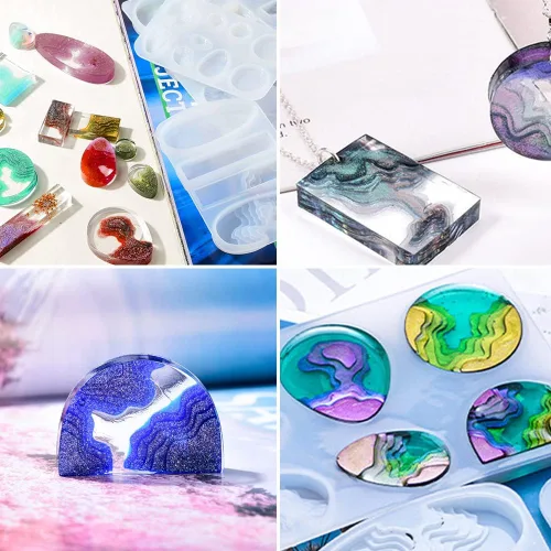 Vista 4 de SENHAI 7 moldes de resina para colgante de isla, moldes de silicona epoxi estilo océano para hacer manualidades, colgante, llavero, joyería
