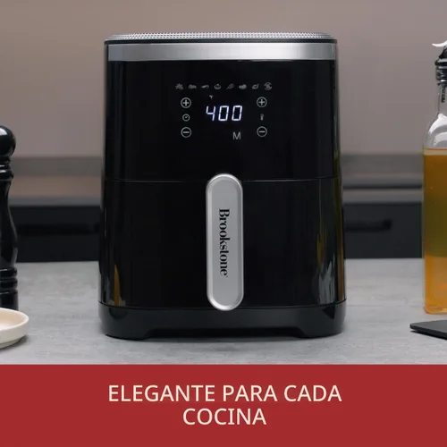 Vista 6 de Freidora de aire Brookstone – 4.5 QT, freidora de gran capacidad de 1300W con pantalla LED, 8 ajustes preestablecidos, temperatura ajustable