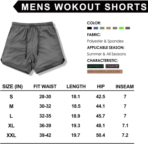 Vista 7 de Leidowei - Pantalones cortos 2en1, ligeros, de 7pulgadas y con bolsillos con cremallera para hombre, para entrenamiento, correr, hacer yoga