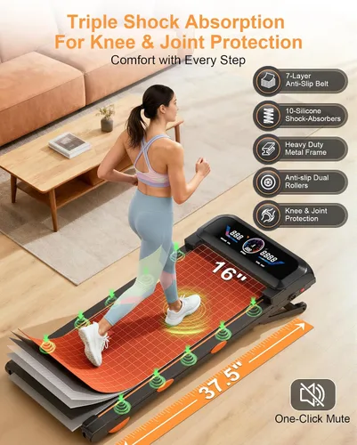 Vista 6 de Walking Pad with 10% Incline & Handle Bar, Low Noise Walking Pad Treadmill for Home Small, Rayspace 3.5HP Treadmill with Incline, 4 in 1 Portable