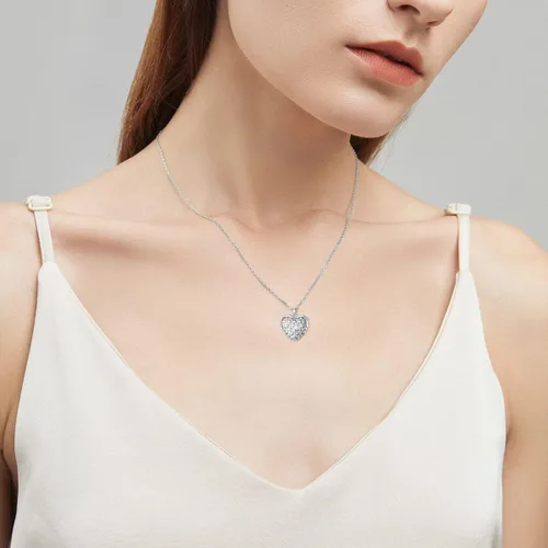 Vista 5 de LONAGO Collar con medallón de corazón que sostiene imágenes, plata de ley con foto, medallón con foto, regalo para mujeres y niñas