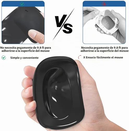 Vista 6 de Cojín de silicona para mouse mágico de Apple, alfombrilla ergonómica, agarre de superficie multitáctil, sin pegamento para reposamanos (negro)