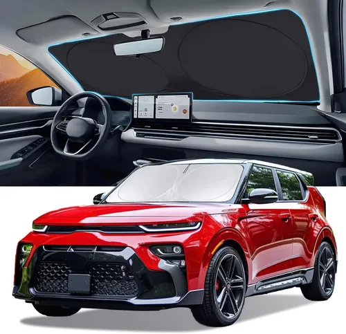 Vista 45 de Parasol para parabrisas Rivian R1T de ajuste personalizado para 2022-2023 2024 2025 Rivian R1S/R1T, accesorios para ventana delantera, cubierta