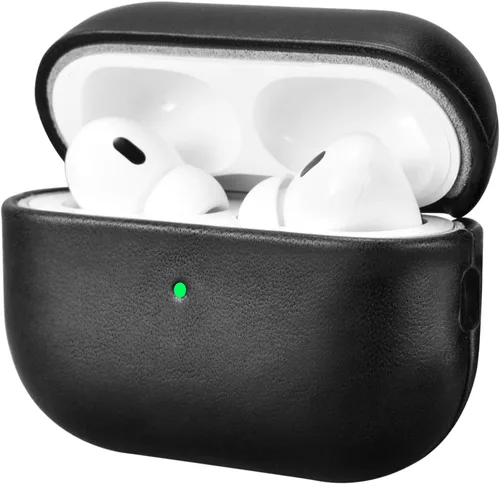 Vista 13 de ICARERFAMILY Funda de cuero para AirPods Pro 2 (2022), funda protectora de cuero genuino a prueba de golpes para AirPods Pro 2 auriculares estuche