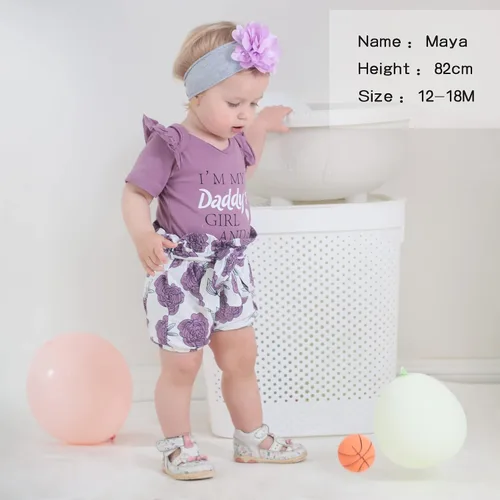Vista 3 de Renotemy Ropa de bebé recién nacido, conjunto de pantalones cortos, ropa de verano para bebé niña