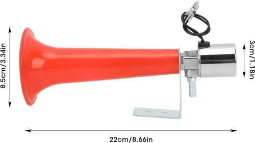 Vista 6 de Hupe Pfeife, bocina de aire turca de 12 V, silbato turco, bocina universal Moto Wolf de 24 V/12 V, silbato turco, rojo de 180 db, para automóviles