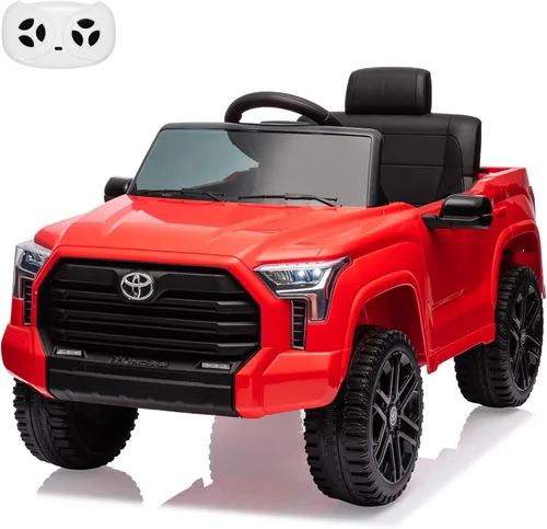 Vista 8 de Auto de paseo de 12 V para niños, camión Toyota con licencia, automóvil eléctrico a batería con música, luces LED, sistema de suspensión, puertas