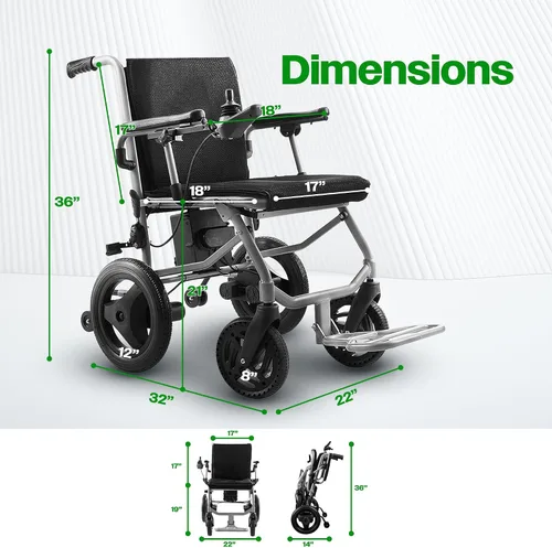 Vista 7 de Culver Mobility Kano - Silla de ruedas eléctrica plegable, tamaño de viaje, sillas de ruedas para adultos, ligera, silla eléctrica plegable