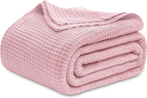 Vista 13 de Bedsure Gentlesoft - Manta de 100 % algodón, tamaño Twin XL, para dormitorio universitario, transpirable y suave, manta Twin de tejido waffle
