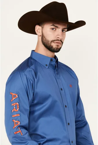 Vista 105 de Ariat Camisa de sarga con logotipo del equipo para hombre