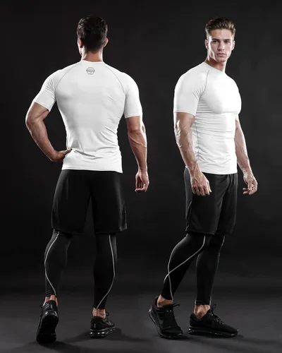 Vista 2 de DRSKIN Paquete de 3, 2 o 1 camisa de compresión para hombre, manga corta, camiseta deportiva de capa base, atlética, correr, entrenamiento activo