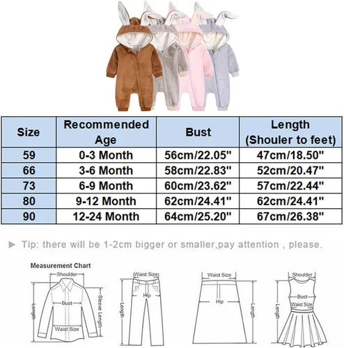 Vista 7 de Mono de forro polar para bebé, con orejas de conejo, lindo traje de invierno, traje de nieve con cremallera frontal para niñas