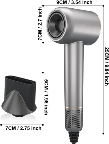 Vista 3 de Secador de pelo – 110000 RPM de alta velocidad sin escobillas motor negativo secador de soplado iónico negativo para secado rápido, secador de pelo
