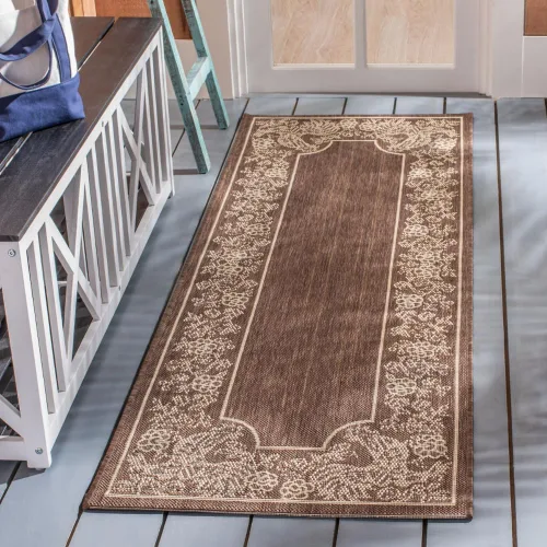 Vista 21 de SAFAVIEH Courtyard Collection - Alfombra de pasillo, 2 pies 3 pulgadas x 6 pies 7 pulgadas, color negro y arena, no desprende pelusa y de fácil