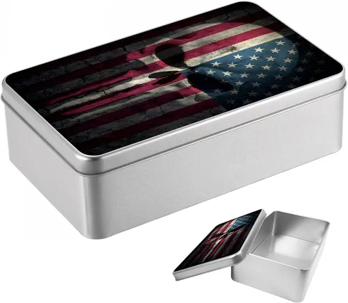 Vista 54 de Caja de lata de metal con tapa, contenedor de almacenamiento rectangular vacío de hojalata, estuche de lata portátil ligero para manualidades